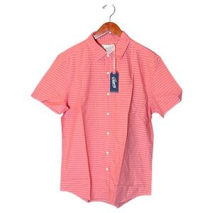 Grayers Eton Dobby Gingham Short Sleeve Shirt Terra‎ Cotta Casual Mens M NWT